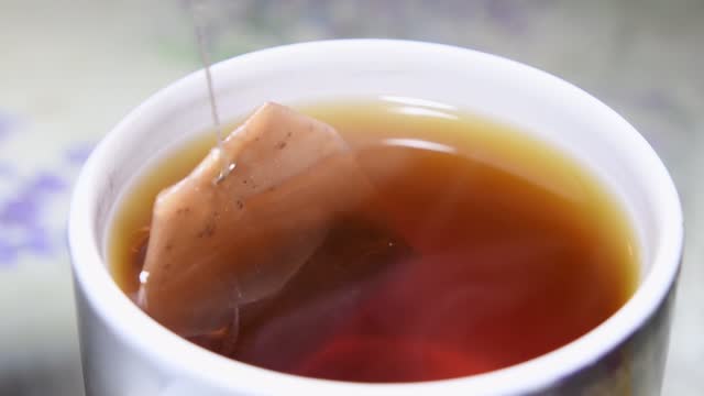 Hot tea brewed with tea bag