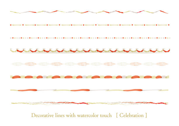 istock Festive red and gold watercolor touch decoration line set 1451212817