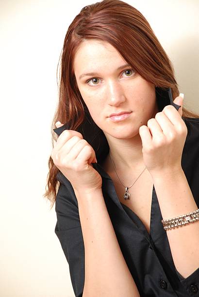 The girl in a shirt stock photo