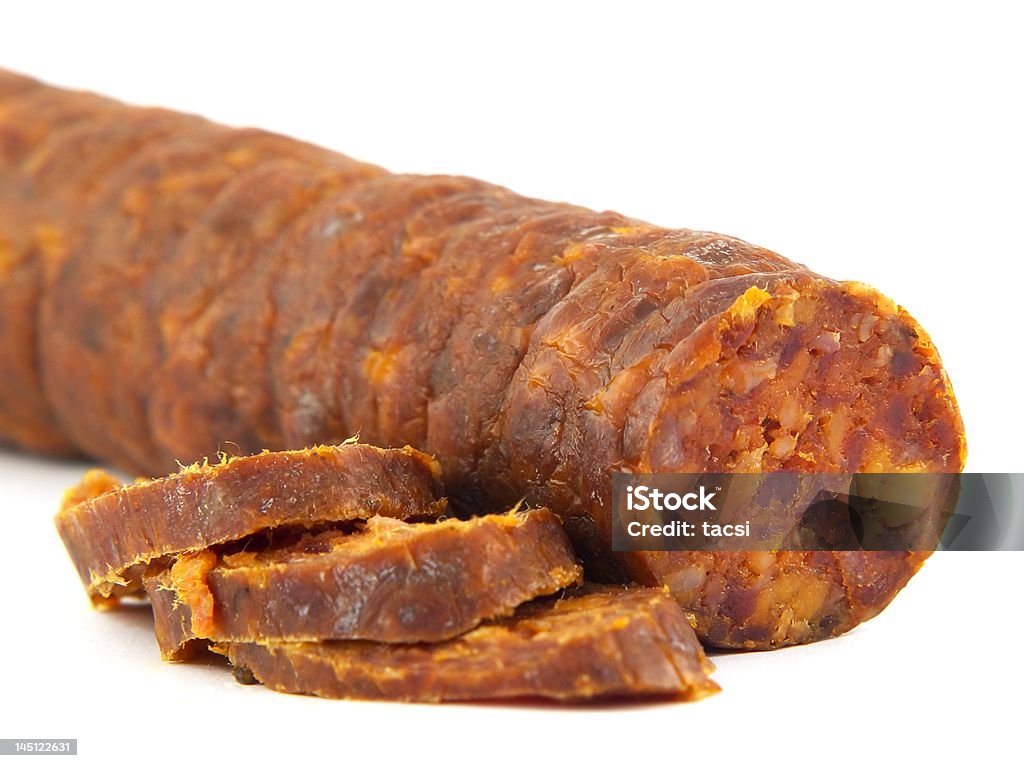 Ungarische, hausgemachte salami Wurst (Nahaufnahme - Lizenzfrei Dünn Stock-Foto