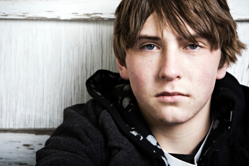 teen male portrait, closeup with copyspace