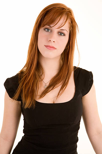 istock Beautiful Redhead Lady Isolated on White 145123001