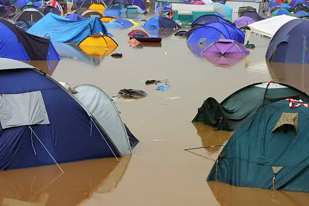 Glastonbury Festival, heavy rains caused major flooding.