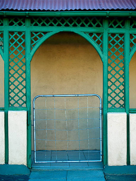 Trellised gateway stock photo