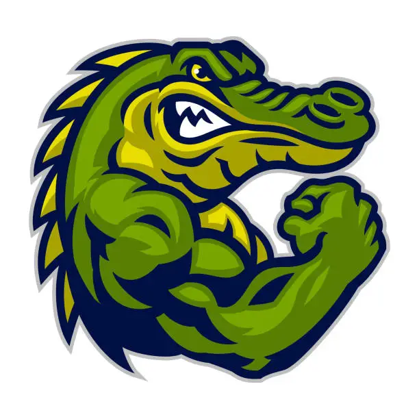 Vector illustration of Angry Mascot Green Crocodile Logo