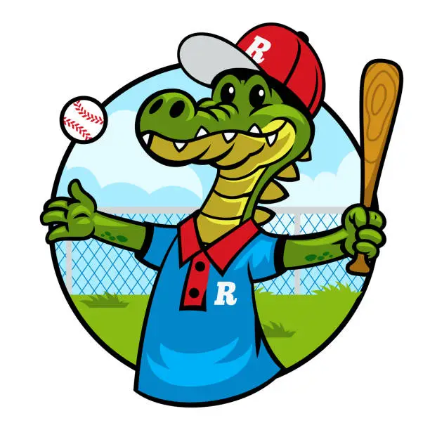 Vector illustration of Crocodile Baseball Mascot Logo in cartoon style