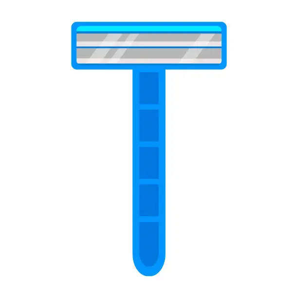 Vector illustration of Machine for shaving. Minimalistic icon in cartoon style. Vector flat illustration of a blade for shaving and hair care.