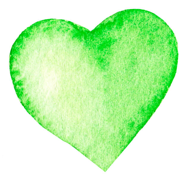 istock Watercolor painted green heart, element for your design romance, graphic 1451254554