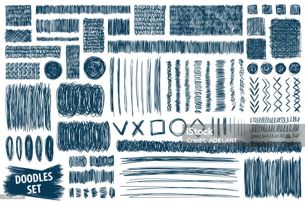 Doodles Set Scribble Collection Hand Drawn Effect Vector Scrawl ...