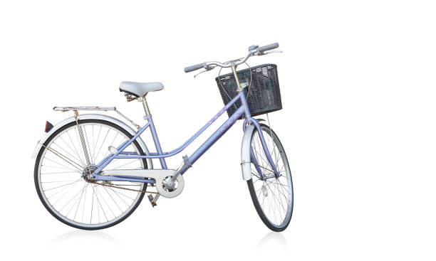 istock side view old purple and white bicycle on the white background, object, transport, vintage, template, fashion, copy space 1451264695