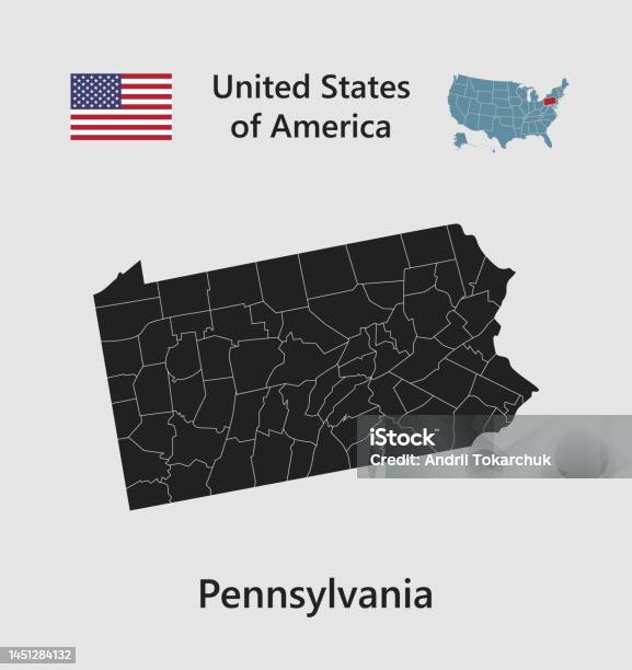 State Pa Vector Map State Pennsylvania Flag And Map Usa Stock Illustration ...