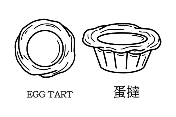 ilustrações de stock, clip art, desenhos animados e ícones de egg tart vector illustration. chinese new year dessert - pastel de nata ilustrações