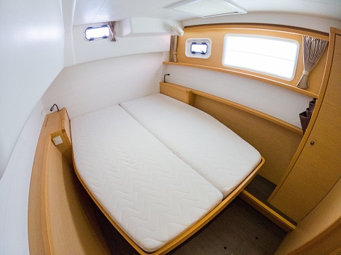 The cabin of a sailing yacht