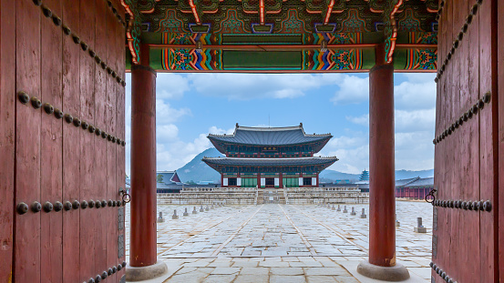 Gyeongbok palace in Seoul City, Gyeongbokgung palace landmark of Seoul, South Korea, Korean wooden traditional house in Gyeongbokgung the main royal palace of Joseon dynasty.