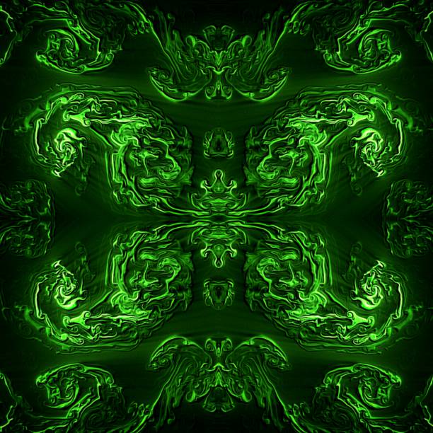 Green pattern sparkling mirror black background, bright green Glitter black background , modern desain green color