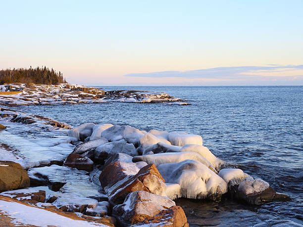 istock winter sunset on lake superior 145130129