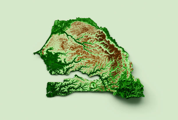 istock Senegal Topographic Map 3d realistic map Color 3d illustration 1451301980