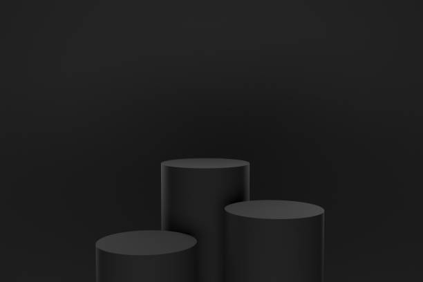 istock Simple black cylinders podium product display stand stock background 1451302659