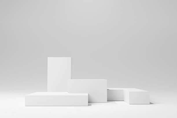 istock Simple white podium product display stand stock background 1451302732