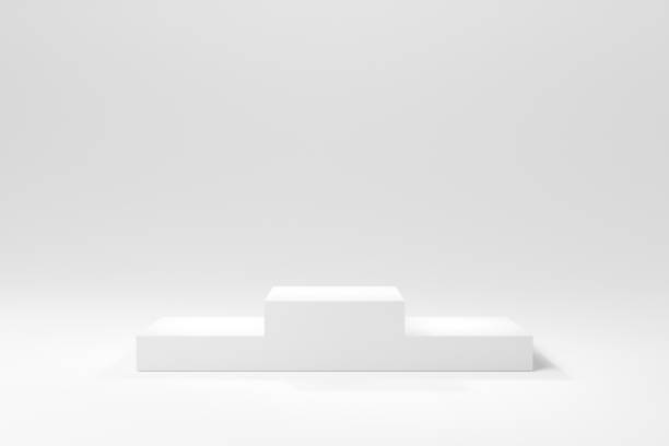 istock Simple white podium or product display stand stock background 1451302748