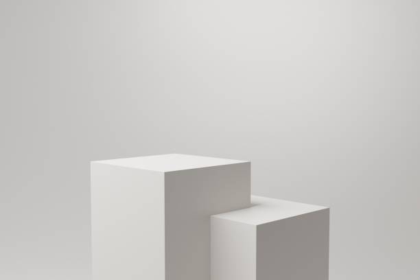 Simple white podium product display stand stock background
