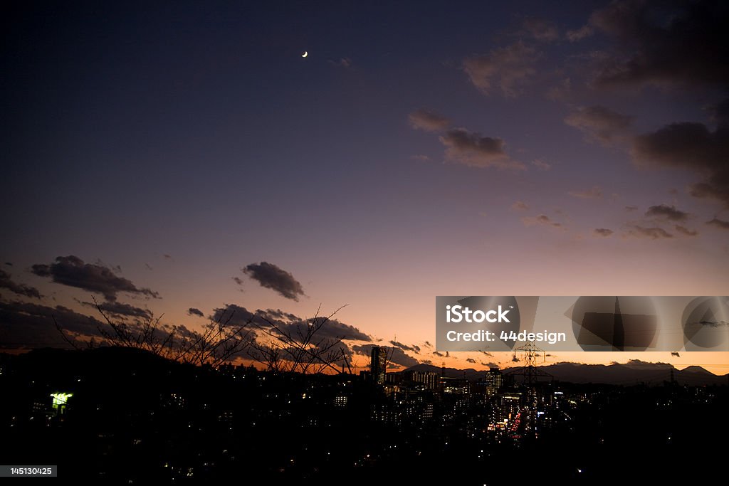 After the sunset A view of the evening sky in a suburb area  of Tokyo.  Blue Stock Photo