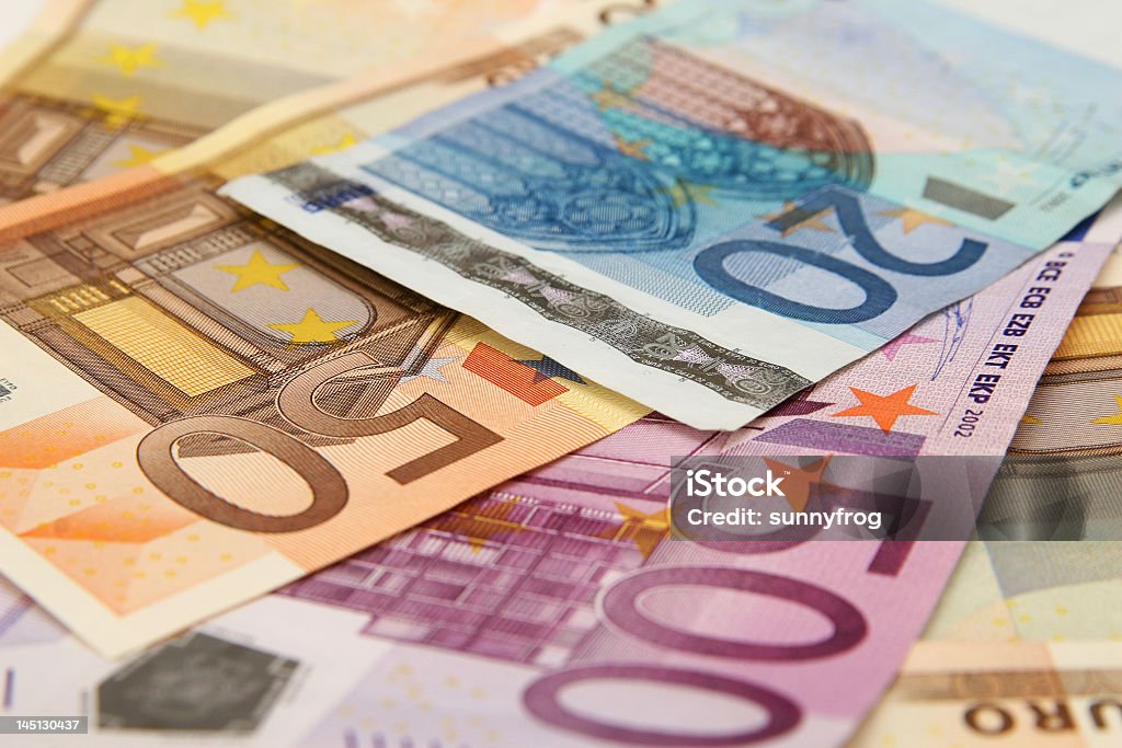 euro banknotes background of euro banknotes Backgrounds Stock Photo