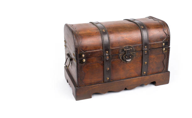 istock Old wooden chest on a white background 1451306495