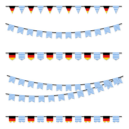 German Beer Fest Flags - Different Vector Illustrations Isolated On White Background