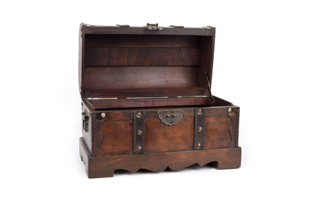 istock Old wooden chest on a white background 1451306661