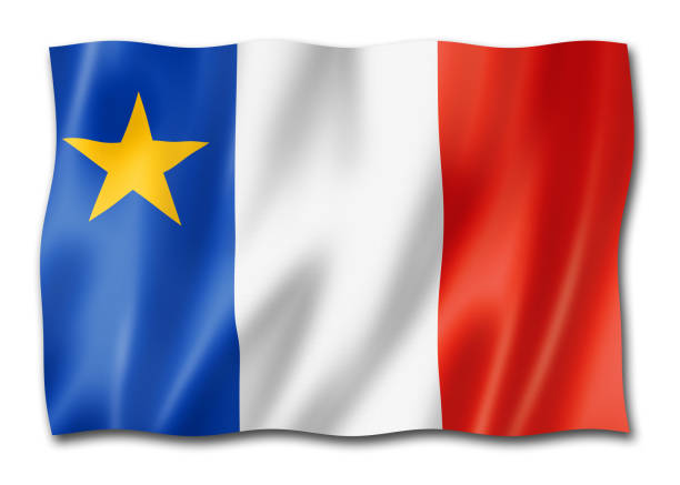 Acadians ethnic flag, America. 3D illustration