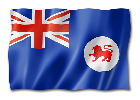 Tasmania state flag, Australia waving banner collection. 3D illustration