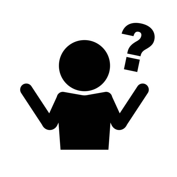Silhouette icon of a person with a problem or question. Vector. Silhouette icon of a person with a problem or question. Editable vector. question mark people one person silhouette stock illustrations