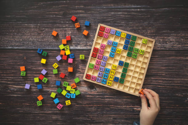 istock Wooden toy multiplication table on wooden 1451313206