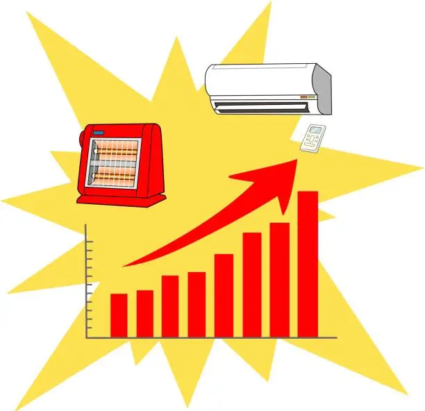 Vector illustration of sharp rise in electricity prices