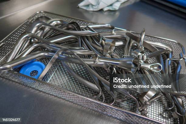 Many Different Gynecological Specula Are Disinfected In A Steri Stock Photo - Download Image Now