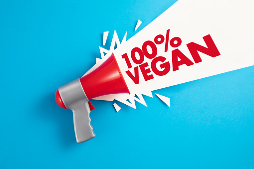 Megaphone with 100% vegan message