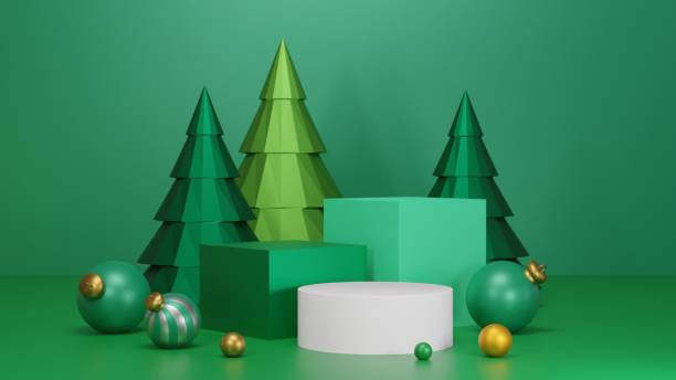 istock Cylinder podium and minimal abstract background for Christmas, 3d rendering geometric shape, Stage for product. 1451325658