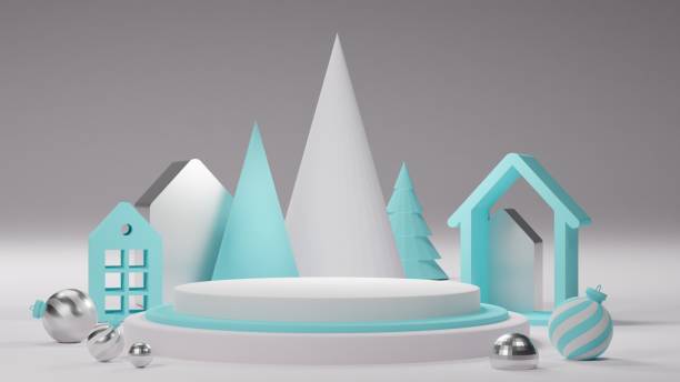 istock Cylinder podium and minimal abstract background for Christmas, 3d rendering geometric shape, Stage for product. 1451325939