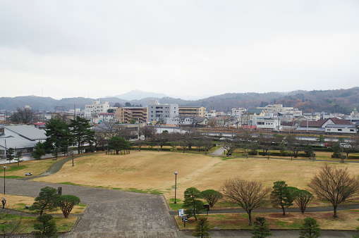 The city of Shirakawa seen from Shiroyama Park