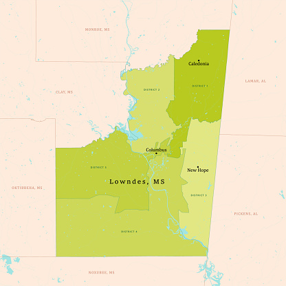 MS Lowndes County Vector Map Green. All source data is in the public domain. U.S. Census Bureau Census Tiger. Used Layers: areawater, linearwater, cousub, pointlm.