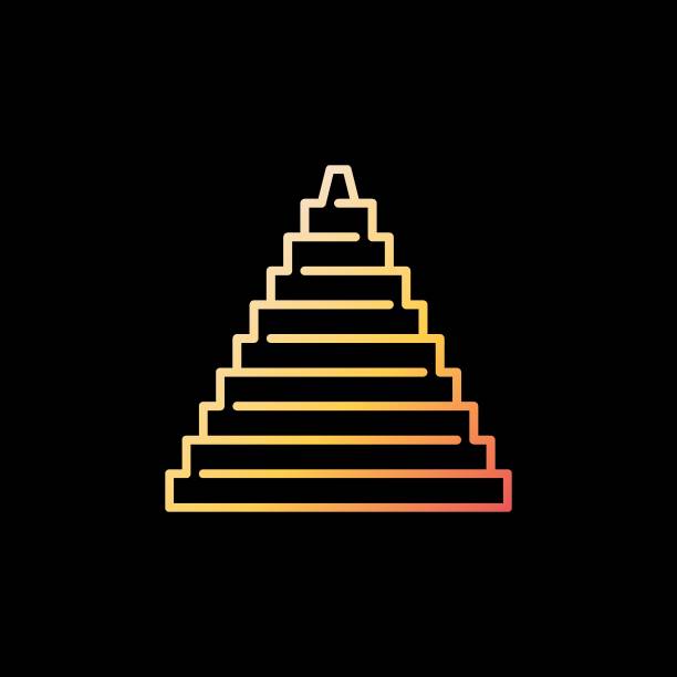 ベクターエジプトのピラミッドコンセプト幾何学的な最小線のカラフルなアイコン - pyramid shape pyramid monument tomb点のイラスト素材／クリップアート素材／マンガ素材／アイコン素材