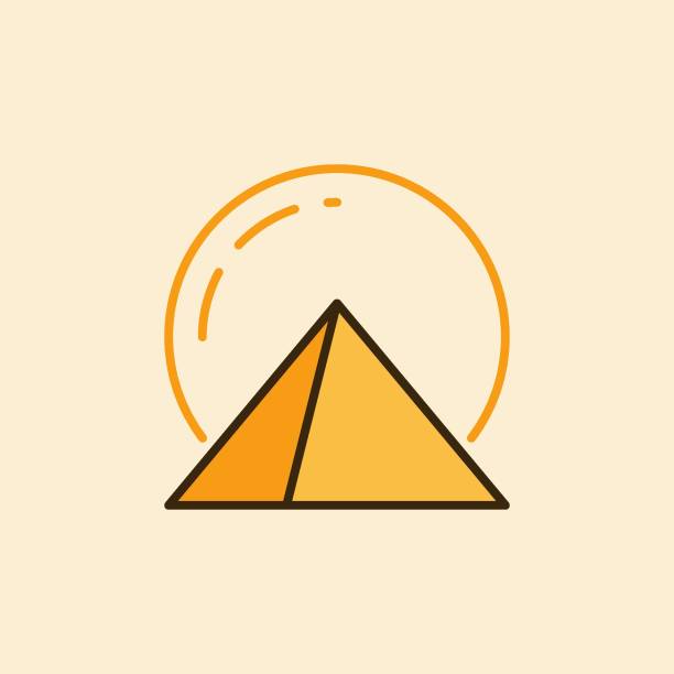 黄色の太陽とエジプトのピラミッドベクター画像エジプトの歴史の色付きアイコン - pyramid shape pyramid monument tomb点のイラスト素材／クリップアート素材／マンガ素材／アイコン素材