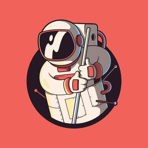 Astronaut lost in space in a satellite vector illustration. Astronaut lost in space in a satellite vector illustration. Technology, travel, space design concept. lost in space stock illustrations