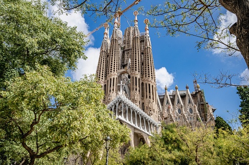 A beautiful shot of the La Sagrada Familia basilica in Barcelona, Spain