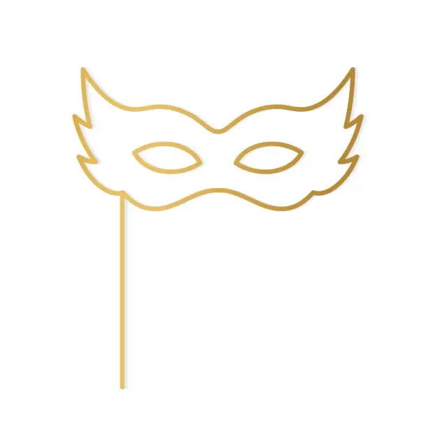 Vector illustration of golden outline of carnival mask icon