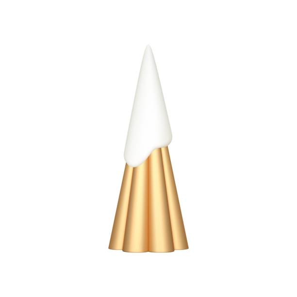 istock Abstract christmas tree isolation . Gold, white and black holiday decorations in cartoon style. Glossy New year and xmas tree shapes. Vector realistic elements 1451364669