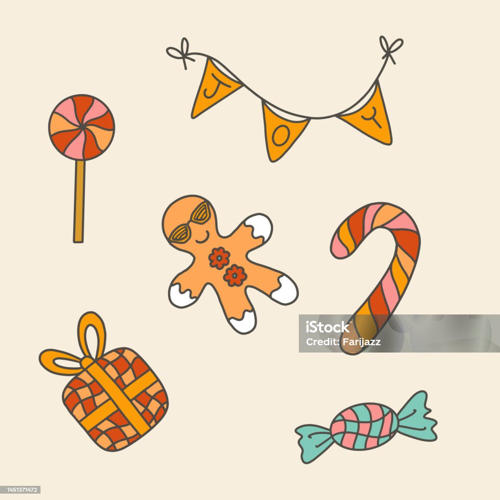 Object Groovy Retro Groovy Party Objects Vector Isolated Elements Set Stock ...