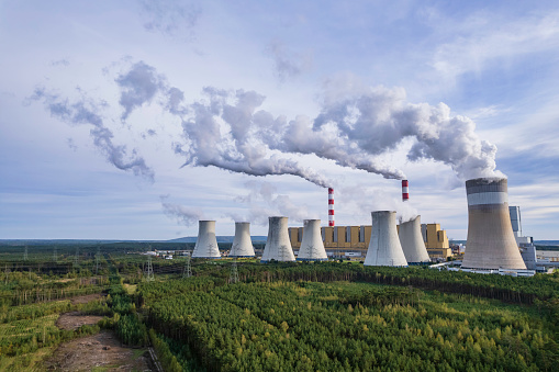 panoramic aerial view of the coal-fired power plant in Bełchatów, Poland