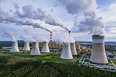 A coal-fired power station (aerial view)
